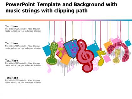 Powerpoint template and background with music strings with clipping path