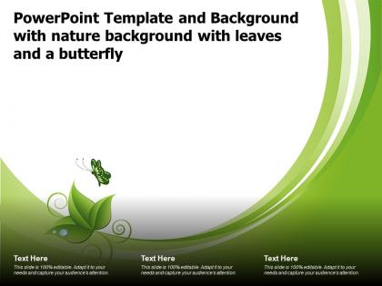 Powerpoint template and background with nature background with leaves and a butterfly