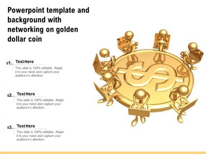 Powerpoint template and background with networking on golden dollar coin