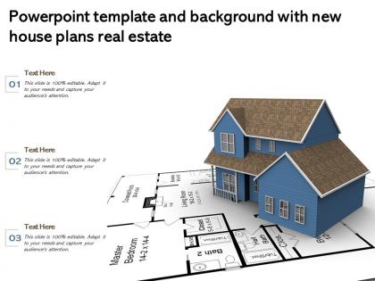 Powerpoint template and background with new house plans real estate