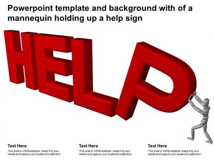 Powerpoint template and background with of a mannequin holding up a help sign