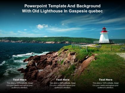 Powerpoint template and background with old lighthouse in gaspesie quebec
