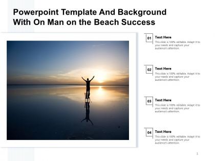 Powerpoint template and background with on man on the beach success