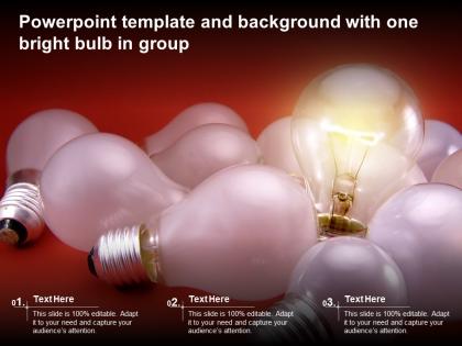 Powerpoint template and background with one bright bulb in group