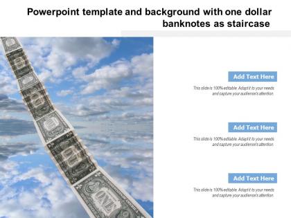 Powerpoint template and background with one dollar banknotes as staircase