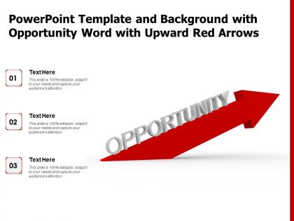 Powerpoint template and background with opportunity word with upward red arrows