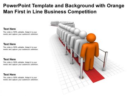 Powerpoint template and background with orange man first in line business competition