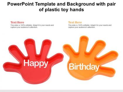 Powerpoint template and background with pair of plastic toy hands