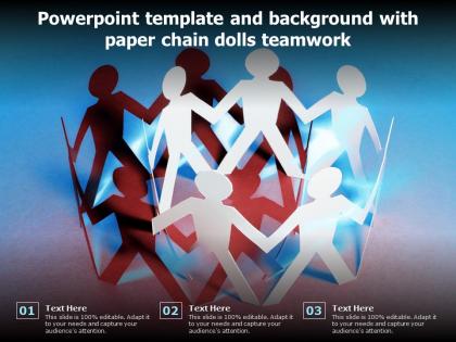Powerpoint template and background with paper chain dolls teamwork