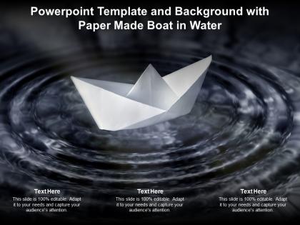 Powerpoint template and background with paper made boat in water