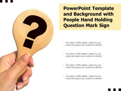 Powerpoint template and background with people hand holding question mark sign