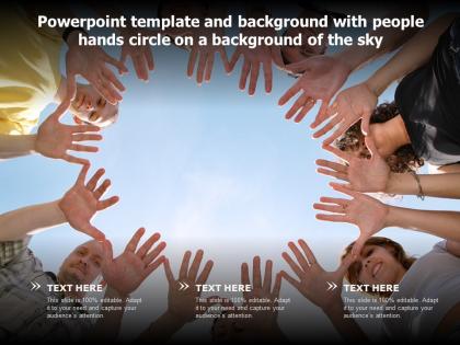 Powerpoint template and background with people hands circle on a background of the sky