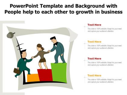 Powerpoint template and background with people help to each other to growth in business