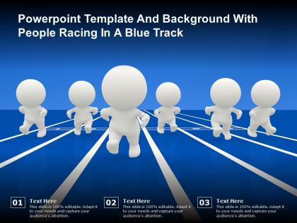 Powerpoint template and background with people racing in a blue track