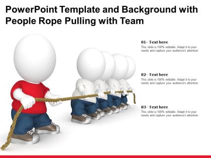 Powerpoint template and background with people rope pulling with team
