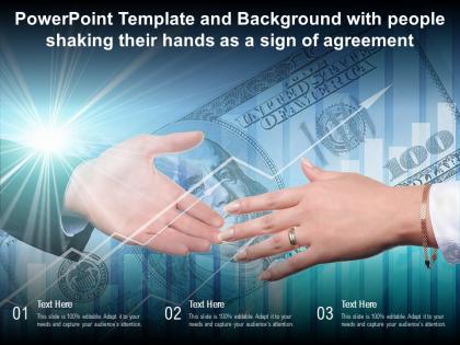 Powerpoint template and background with people shaking their hands as a sign of agreement