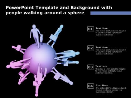 Powerpoint template and background with people walking around a sphere