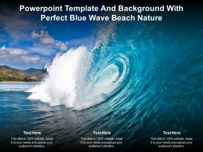 Powerpoint template and background with perfect blue wave beach nature