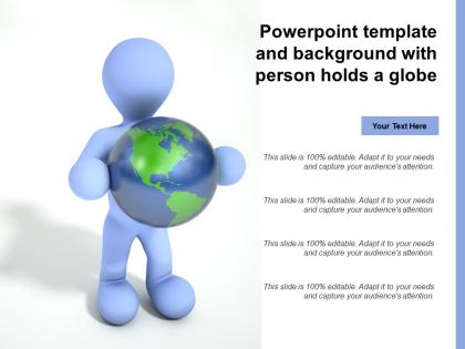 Powerpoint template and background with person holds a globe