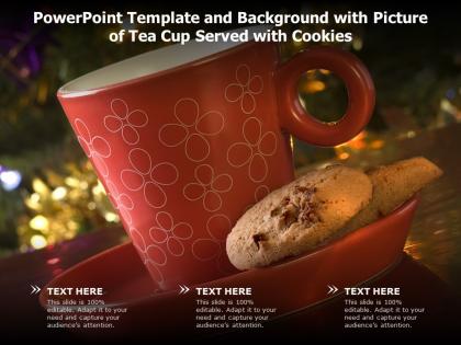 Powerpoint template and background with picture of tea cup served with cookies
