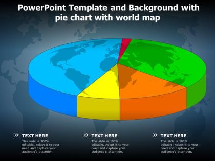 Powerpoint template and background with pie chart with world map