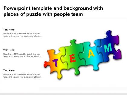 Powerpoint template and background with pieces of puzzle with people team
