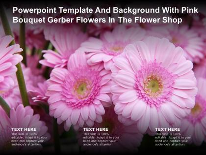 Powerpoint template and background with pink bouquet gerber flowers in the flower shop