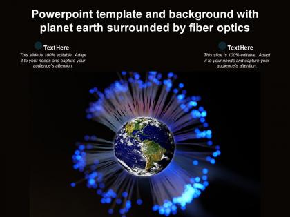 Powerpoint template and background with planet earth surrounded by fiber optics