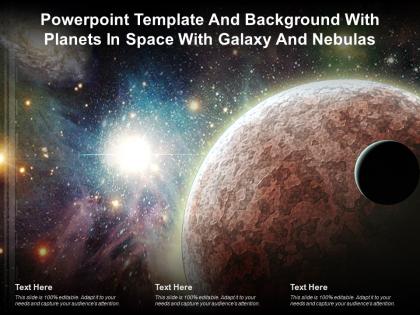 Powerpoint template and background with planets in space with galaxy and nebulas