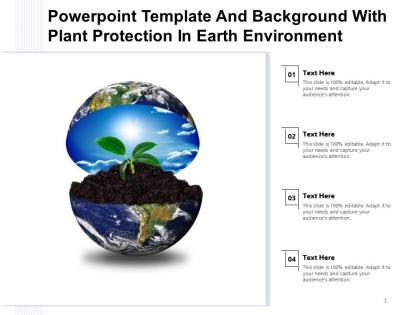 Powerpoint template and background with plant protection in earth environment
