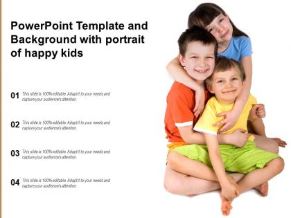 Powerpoint template and background with portrait of happy kids
