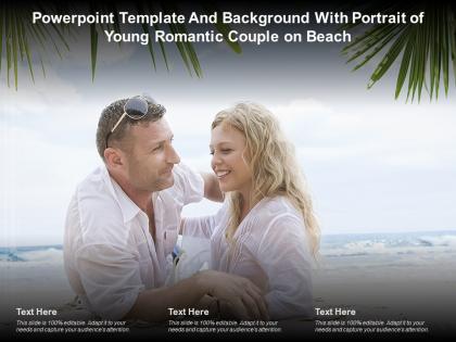 Powerpoint template and background with portrait of young romantic couple on beach