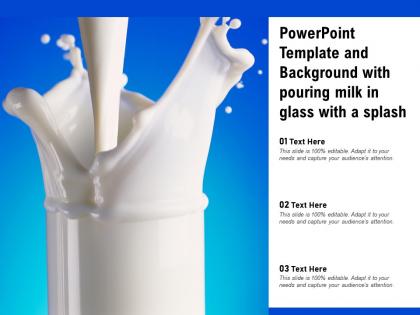 Powerpoint template and background with pouring milk in glass with a splash
