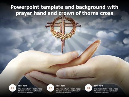 Powerpoint template and background with prayer hand and crown of thorns cross