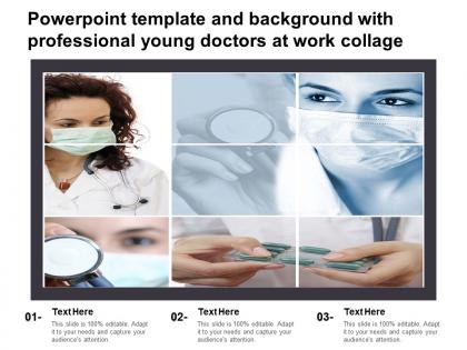 Powerpoint template and background with professional young doctors at work collage