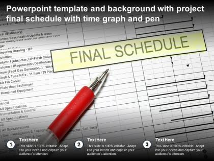 Powerpoint template and background with project final schedule with time graph and pen