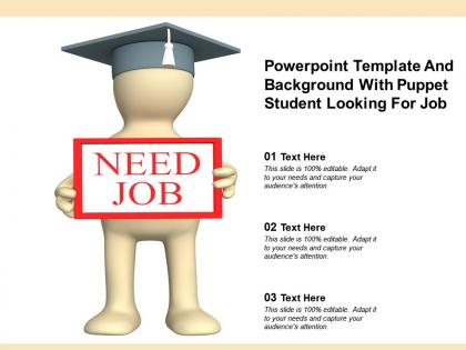 Powerpoint template and background with puppet student looking for job