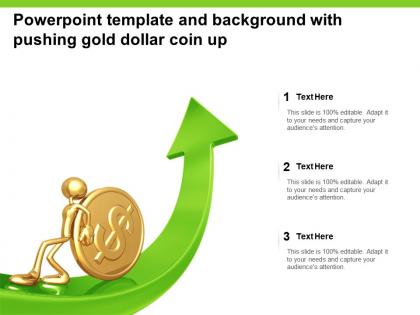 Powerpoint template and background with pushing gold dollar coin up
