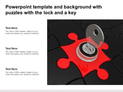 Powerpoint template and background with puzzles with the lock and a key