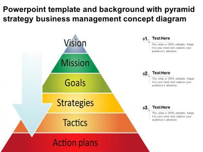 Powerpoint template and background with pyramid strategy business management concept diagram