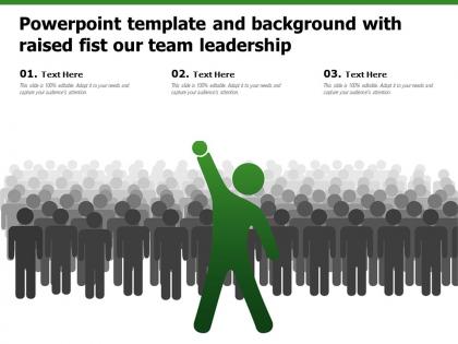 Powerpoint template and background with raised fist our team leadership