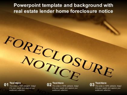 Powerpoint template and background with real estate lender home foreclosure notice