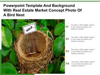 Powerpoint template and background with real estate market concept photo of a bird nest