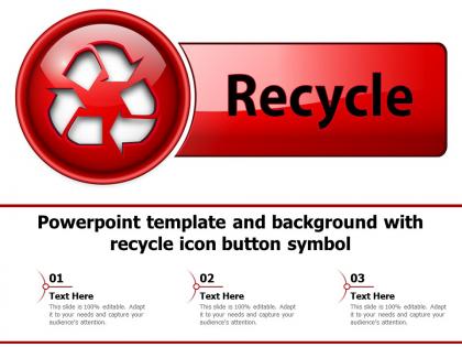 Powerpoint template and background with recycle icon button symbol