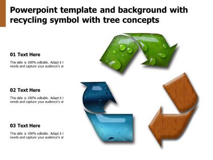 Powerpoint template and background with recycling symbol with tree concepts