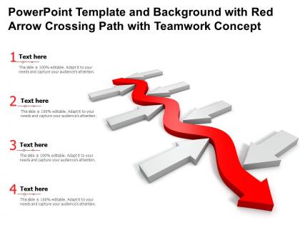 Powerpoint template and background with red arrow crossing path with teamwork concept