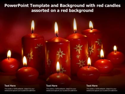 Powerpoint template and background with red candles assorted on a red background