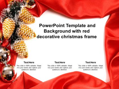 Powerpoint template and background with red decorative christmas frame