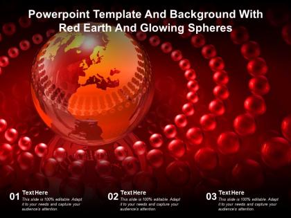 Powerpoint template and background with red earth and glowing spheres