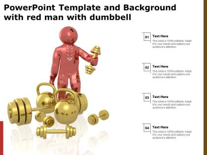 Powerpoint template and background with red man with dumbbell